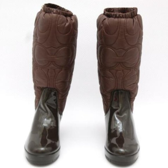 Coach CANTINA Signature Quilted Wedge Boot Brown - Picture 4 of 12